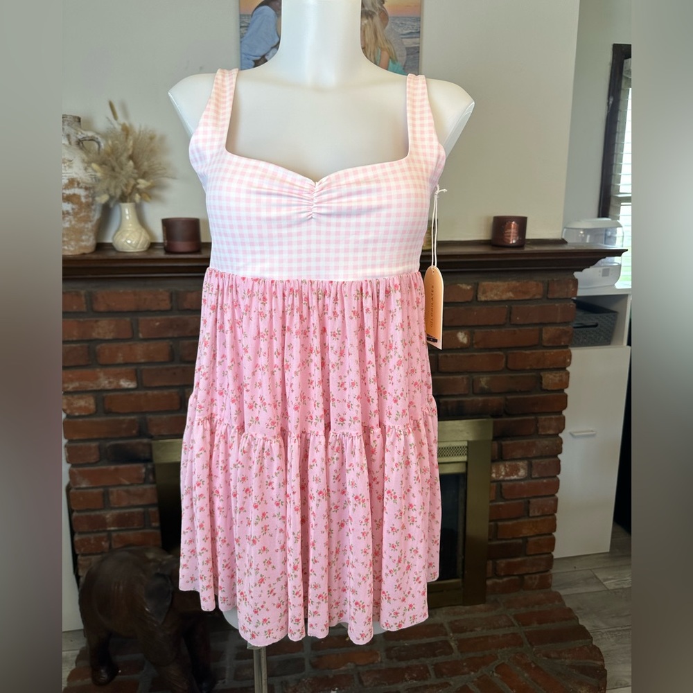 Blogilates Sweetheart Babydoll Tennis Dress - Pink Gingham & Floral
